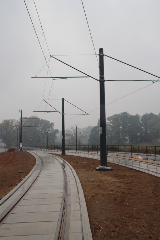 Budowa linii tramwajowej przy ulicy Tuwima (18 października 2015)