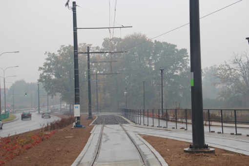 Budowa linii tramwajowej przy ulicy Tuwima (18 października 2015)