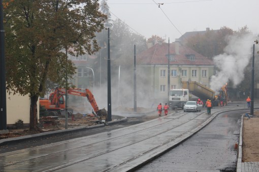 Budowa linii tramwajowej w ulicy Żołnierskiej (18 października 2015)