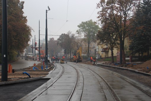Budowa linii tramwajowej w ulicy Żołnierskiej (18 października 2015)