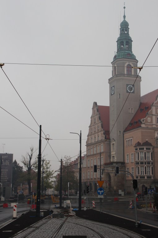 Budowa linii tramwajowej w alei Piłsudskiego (18 października 2015)