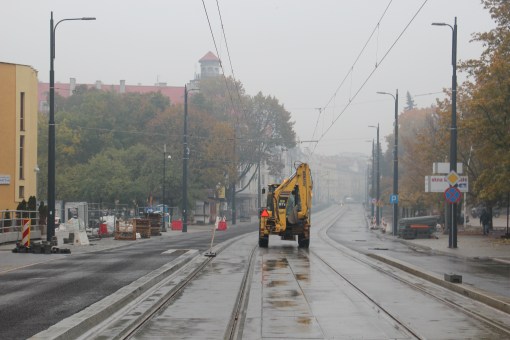 Budowa linii tramwajowej w ulicy Kościuszki (18 października 2015)