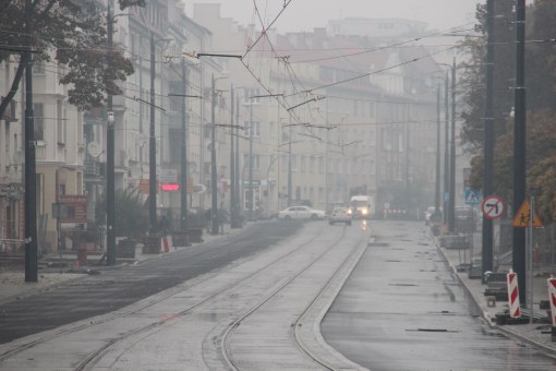 Budowa linii tramwajowej w ulicy Kościuszki (18 października 2015)