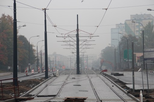 Budowa linii tramwajowej w ulicy Dworcowej (18 października 2015)