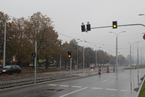 Budowa linii tramwajowej w ulicy Towarowej (18 października 2015)