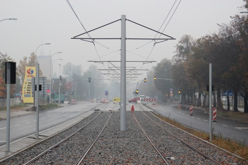 Budowa linii tramwajowej w ulicy Towarowej (18 października 2015)
