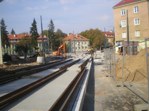 Budowa linii tramwajowej w ulicy Żołnierskiej (4 października 2015)