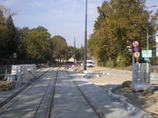 Budowa linii tramwajowej w ulicy Żołnierskiej (4 października 2015)