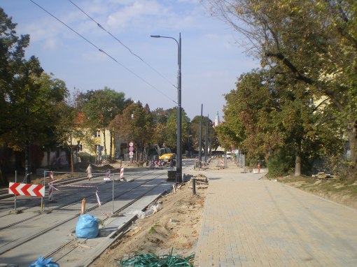 Budowa linii tramwajowej w ulicy Żołnierskiej (4 października 2015)