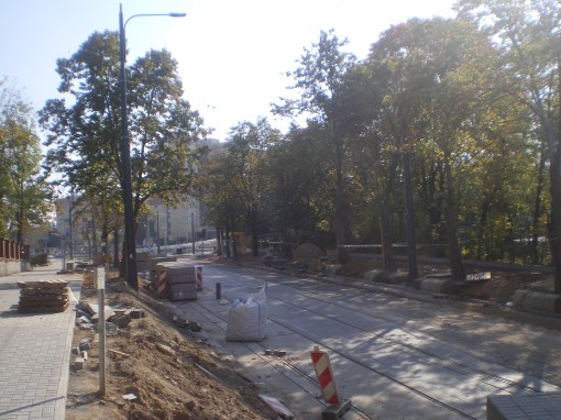 Budowa linii tramwajowej w ulicy Żołnierskiej (4 października 2015)