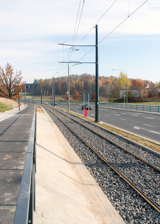Linia tramwajowa przy ulicy Tuwima (31 października 2015)