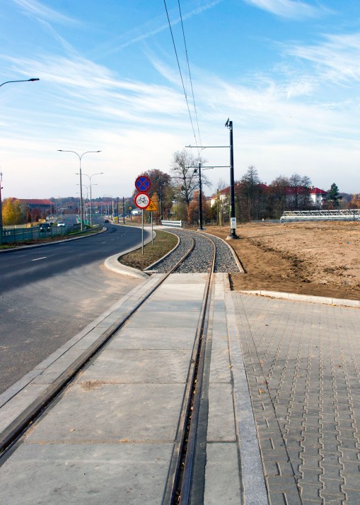 Linia tramwajowa przy ulicy Tuwima (31 października 2015)