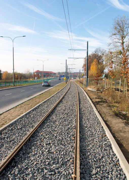 Linia tramwajowa przy ulicy Tuwima (31 października 2015)