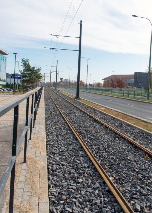 Linia tramwajowa przy ulicy Tuwima (31 października 2015)