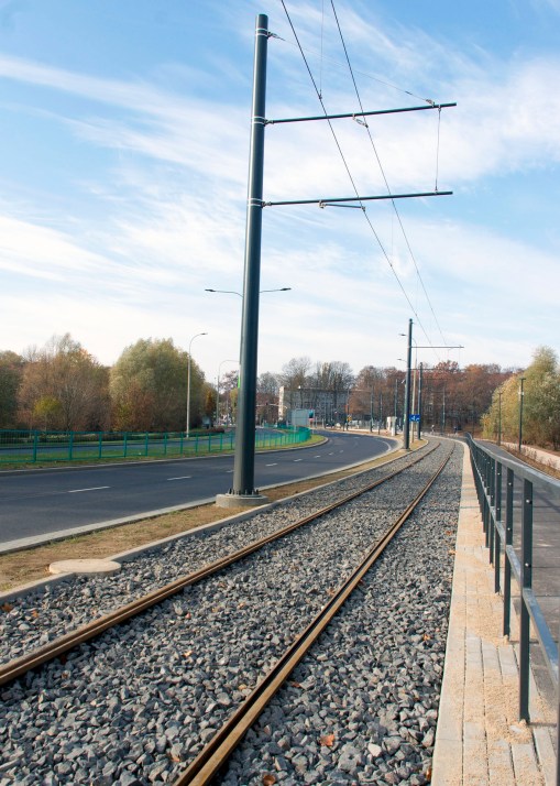 Linia tramwajowa przy ulicy Tuwima (31 października 2015)