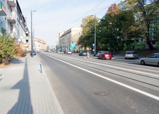 Linia tramwajowa w ulicy Kościuszki (31 października 2015)