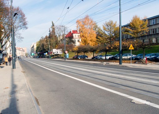 Linia tramwajowa w ulicy Kościuszki (31 października 2015)