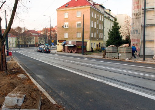 Linia tramwajowa w ulicy Żołnierskiej (31 października 2015)