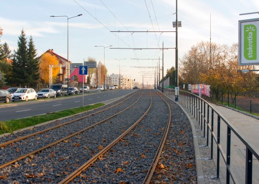 Linia tramwajowa przy alei Sikorskiego (31 października 2015)
