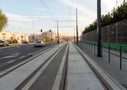 Linia tramwajowa przy alei Sikorskiego (31 października 2015)