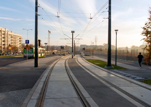 Linia tramwajowa przy alei Sikorskiego (31 października 2015)