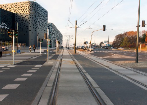 Linia tramwajowa przy alei Sikorskiego (31 października 2015)