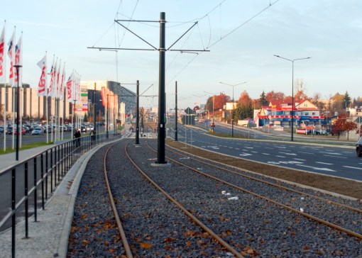 Linia tramwajowa przy alei Sikorskiego (31 października 2015)