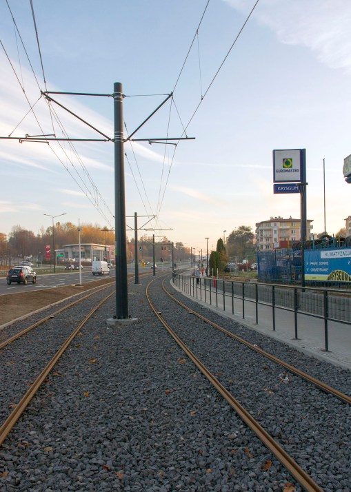 Linia tramwajowa przy alei Sikorskiego (31 października 2015)
