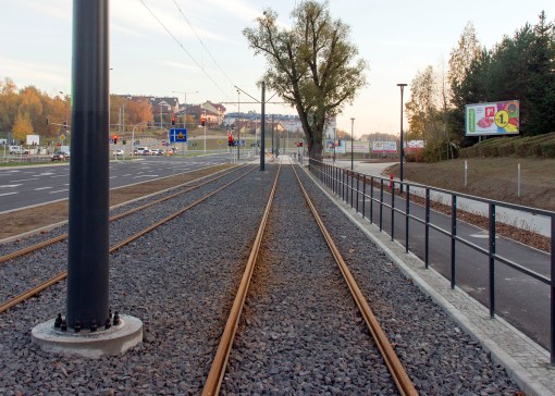 Linia tramwajowa przy alei Sikorskiego (31 października 2015)