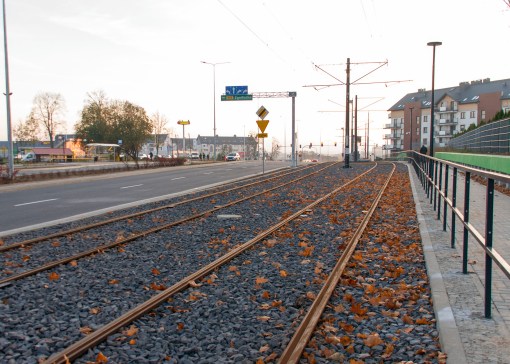 Linia tramwajowa przy ulicy Witosa (31 października 2015)