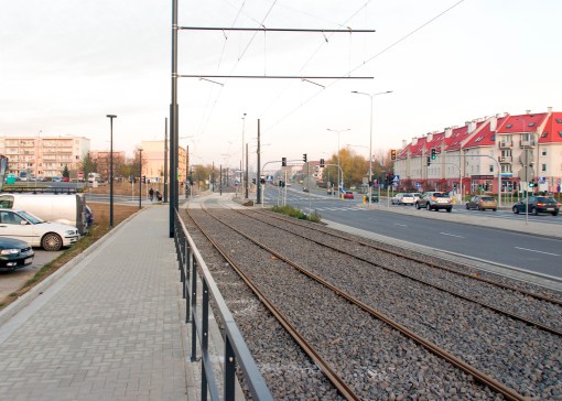 Linia tramwajowa przy ulicy Witosa (31 października 2015)