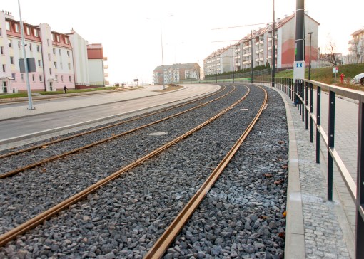 Linia tramwajowa przy ulicy Witosa (31 października 2015)