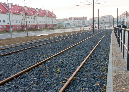 Linia tramwajowa przy ulicy Witosa (31 października 2015)
