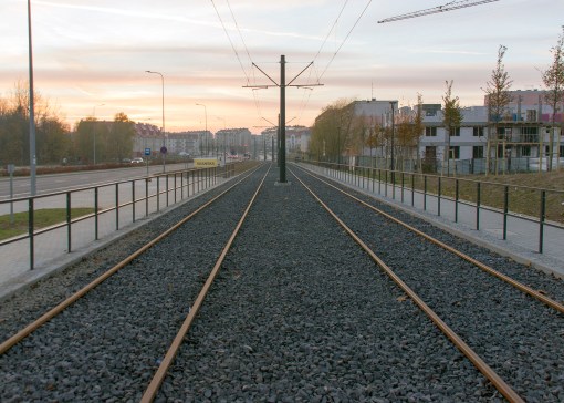 Linia tramwajowa przy ulicy Witosa (31 października 2015)