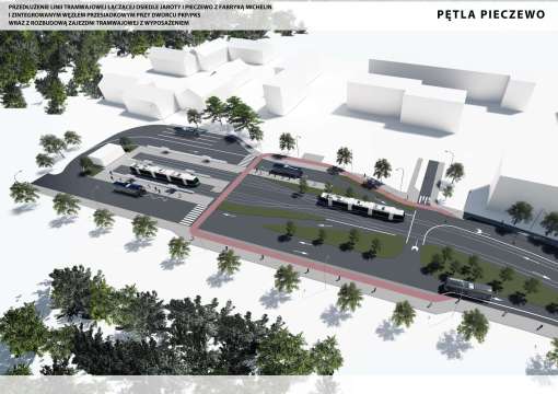 Wizualizacja krańcówki tramwajowo-autobusowej Pieczewo (wariant 2)