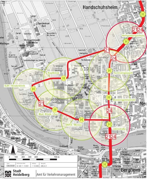 Tramwaj w kampusie Uniwersytetu w Heidelbergu