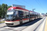 Pesa Jazz Duo 128NG #1054 („Lesser Giełdziński”) na linii 10 na przystanku Warneńska w Gdańsku (27 maja&nbsp;2017)