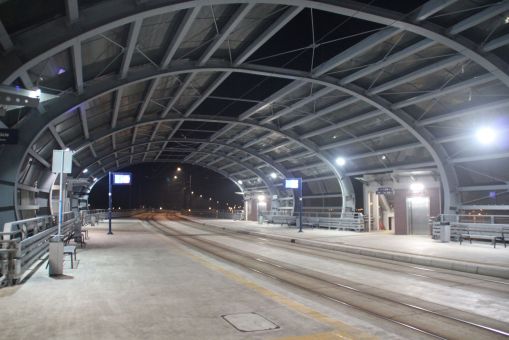 Przystanek tramwajowy Dworzec Wschód w Bydgoszczy (6 stycznia 2018)