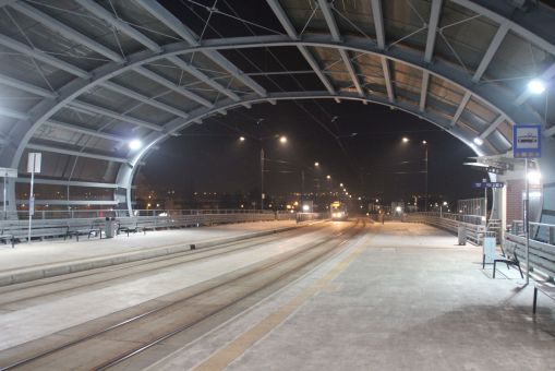 Przystanek tramwajowy Dworzec Wschód w Bydgoszczy (6 stycznia 2018)