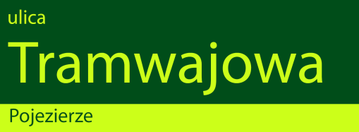 Projekt tabliczki z nazwą ulicy Tramwajowej według standardów olsztyńskiego systemu informacji miejskiej