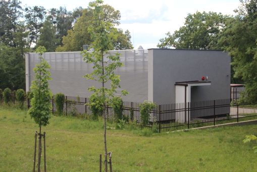 Stacja prostownikowa przy ulicy Obiegowej (30 czerwca 2018)