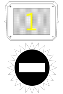 Sygnał informujący, że na żądanej trasie przejazdu zwrotnica jest w nieprawidłowym położeniu lub w trakcie przestawiania - wjazd zabroniony