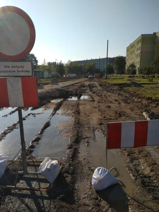 Budowa linii tramwajowej w ulicy Wilczyńskiego, w okolicach pętli Pieczewo (13 sierpnia 2021)