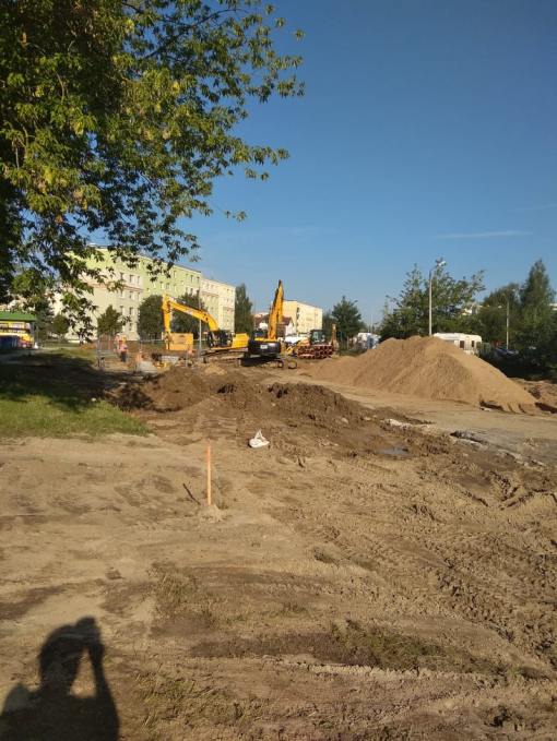 Budowa linii tramwajowej w ulicy Wilczyńskiego, w okolicach pętli Pieczewo (13 sierpnia 2021)