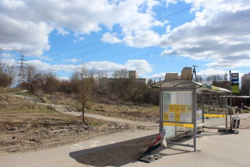 Budowa linii tramwajowej w ulicy Synów Pułku (16 kwietnia 2022)