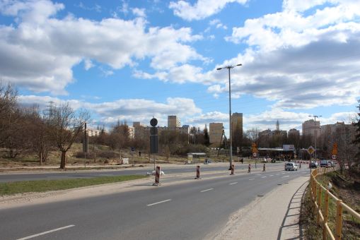 Budowa linii tramwajowej w ulicy Synów Pułku (16 kwietnia 2022)