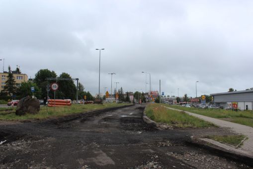 Budowa linii tramwajowej w ulicy Synów Pułku (2 lipca 2022)