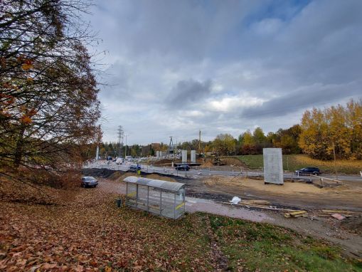 Budowa estakady tramwajowej w ulicy Krasickiego (25 października 2022)