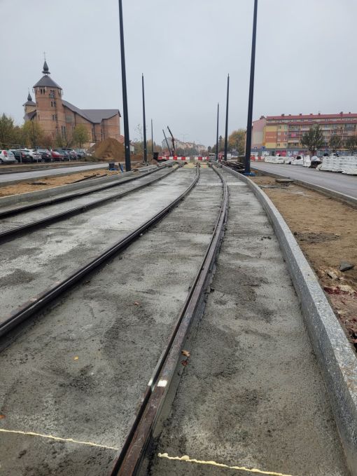 Budowa linii tramwajowej w ulicy Wilczyńskiego, między ulicami Krasickiego i Jeziołowicza (23 października 2022)