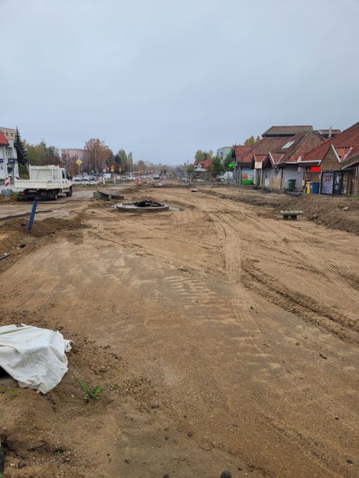 Budowa linii tramwajowej w ulicy Krasickiego, między ulicami Sobocińskiego i Wilczyńskiego (23 października 2022)